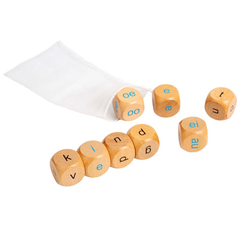 Dobbelsteen - letter-klanktekens | Educo | Play set | 45 mm | 8 pieces | LETTERLIJK.