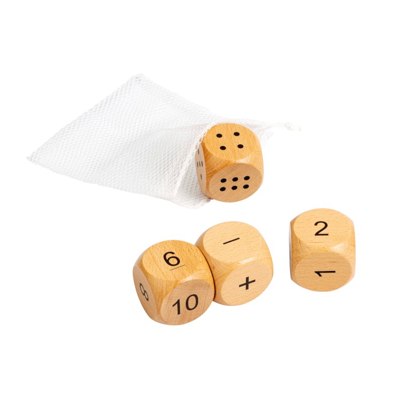 Dice - math operations | Educo | Play set | 4 pieces | REKENWERK.