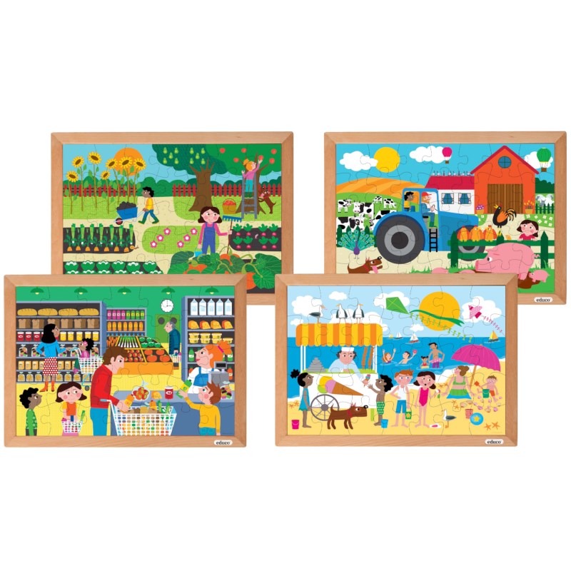 Math puzzles number sense - set of 4 l Wooden puzzles l Educo