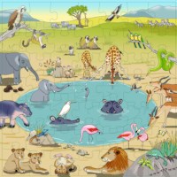 Vocabulary puzzle – savannah l Wooden puzzles l 49 puzzle pieces l Educo