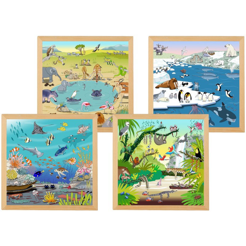 Vocabulary puzzles habitats - set of 4  l Wooden puzzles l Educo