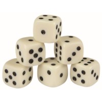 Dice, 16 mm, white with black dots