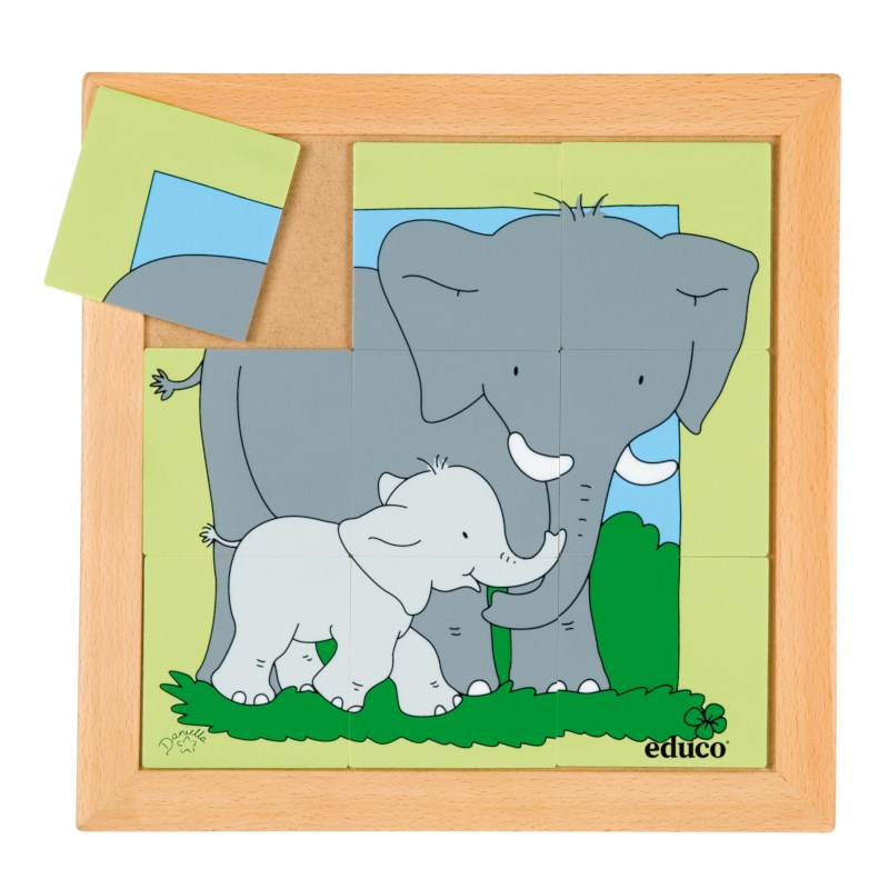 Animal puzzle mother + child - elephant
