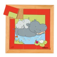 Animal puzzle mother + child - hippo