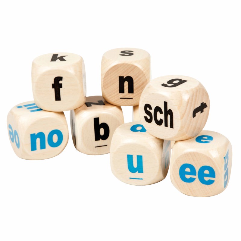 Dobbelsteen - letter-klanktekens | Educo | Play set | White | 30 mm | 8 pieces | LETTERLIJK.